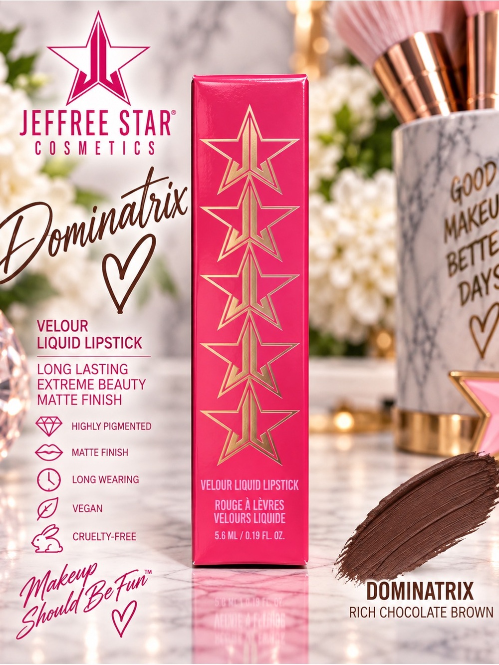Jeffree Star Dominatrix Velour Liquid Lipstick Dark Brown Matte Full Size